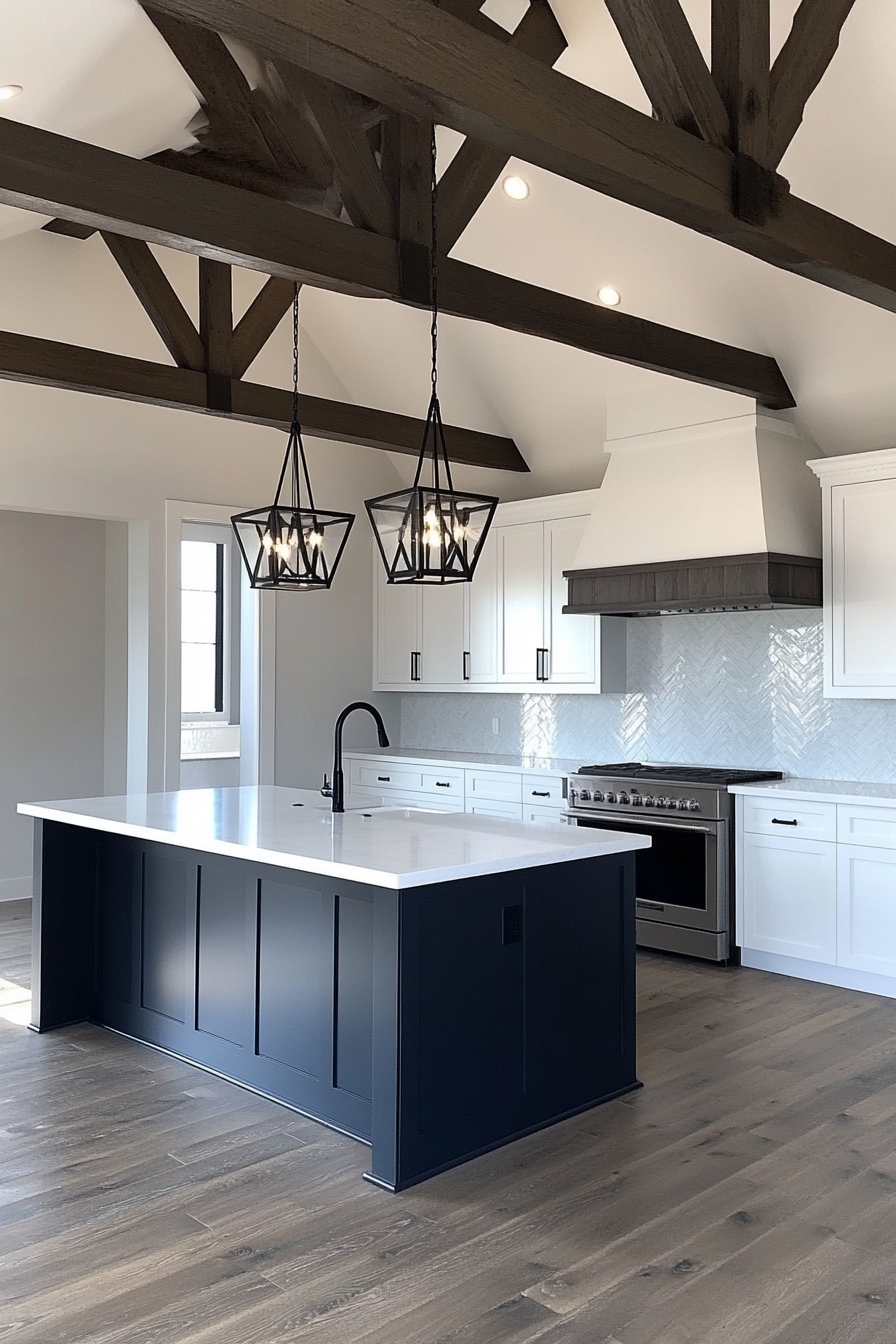 26. Modern Farmhouse (Black And White Kitchen Ideas) - Black And White Kitchen Ideas