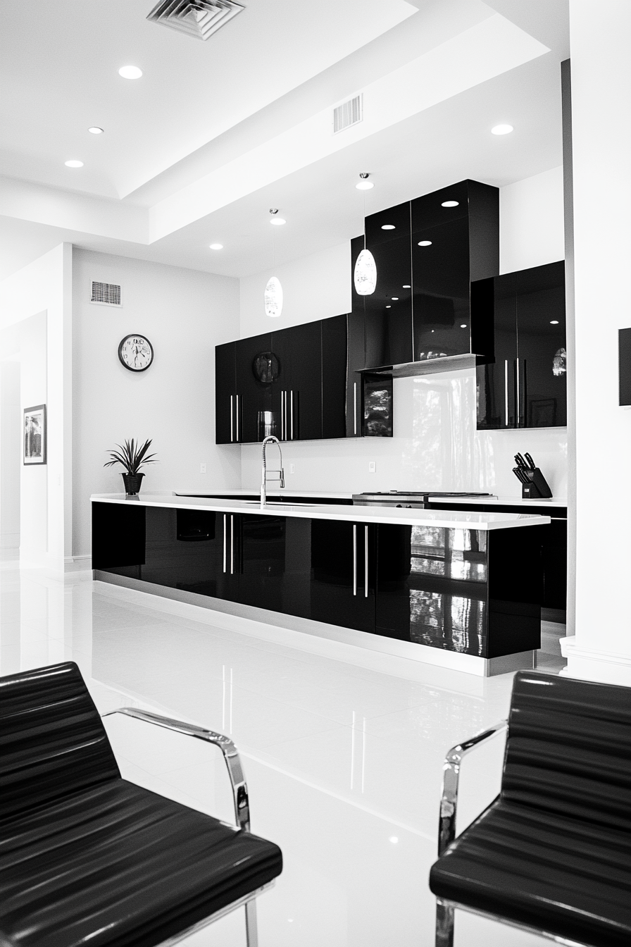 1. Monochrome Modernity (Black And White Kitchen Ideas) - Black And White Kitchen Ideas