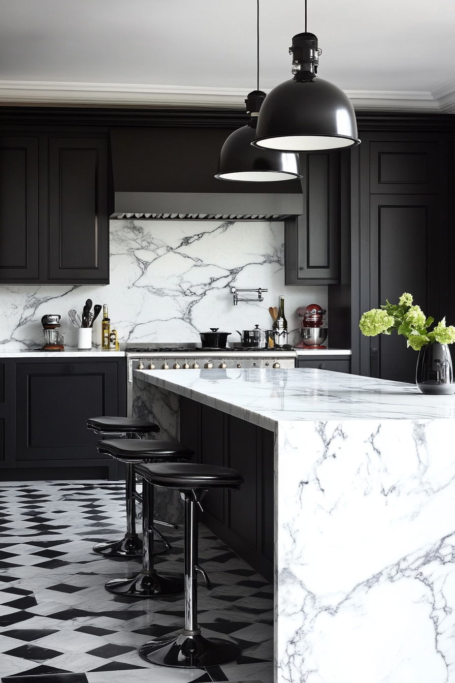 5. Opulent Marble (Black And White Kitchen Ideas) - Black And White Kitchen Ideas
