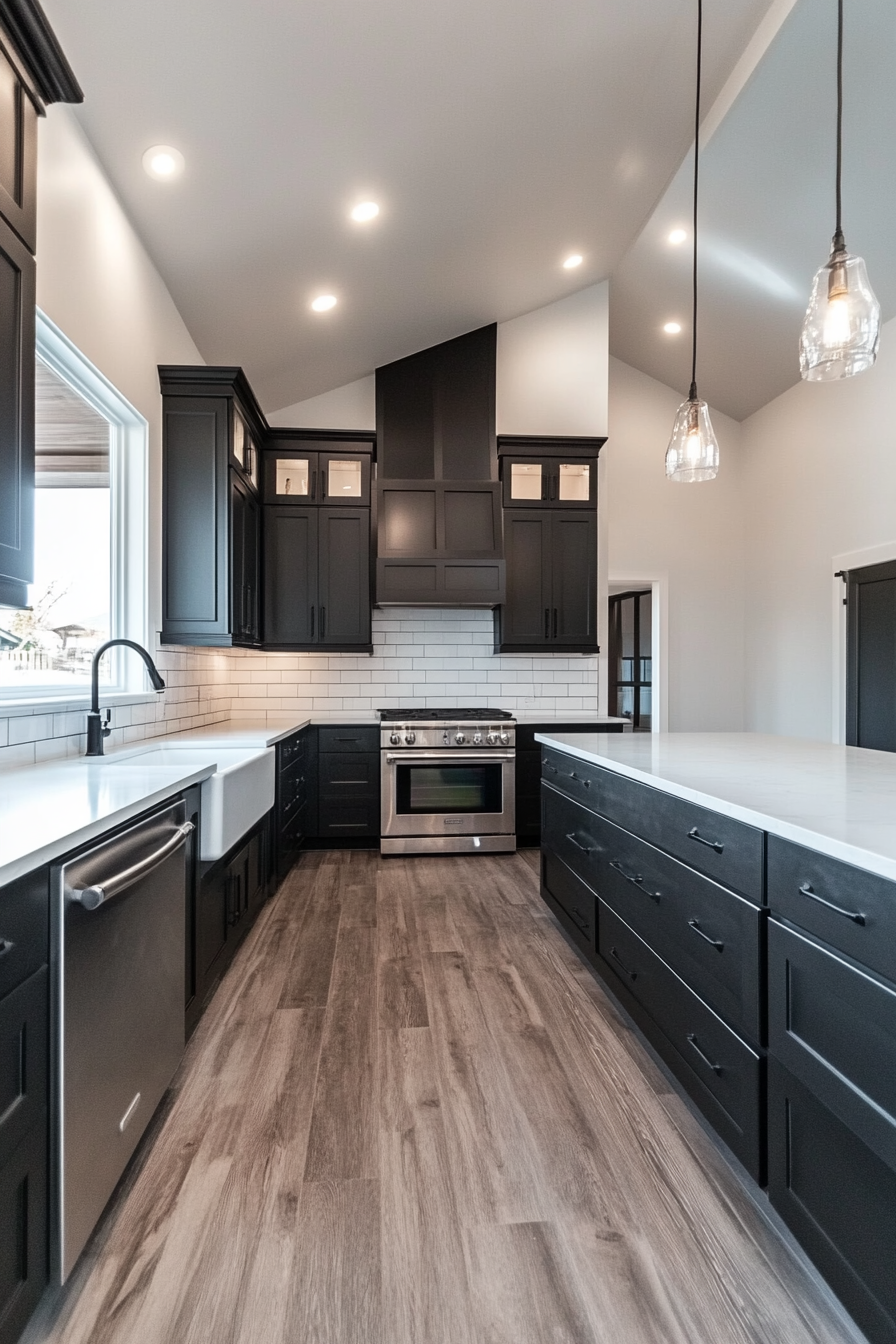 9. Transitional Blend (Black And White Kitchen Ideas) - Black And White Kitchen Ideas