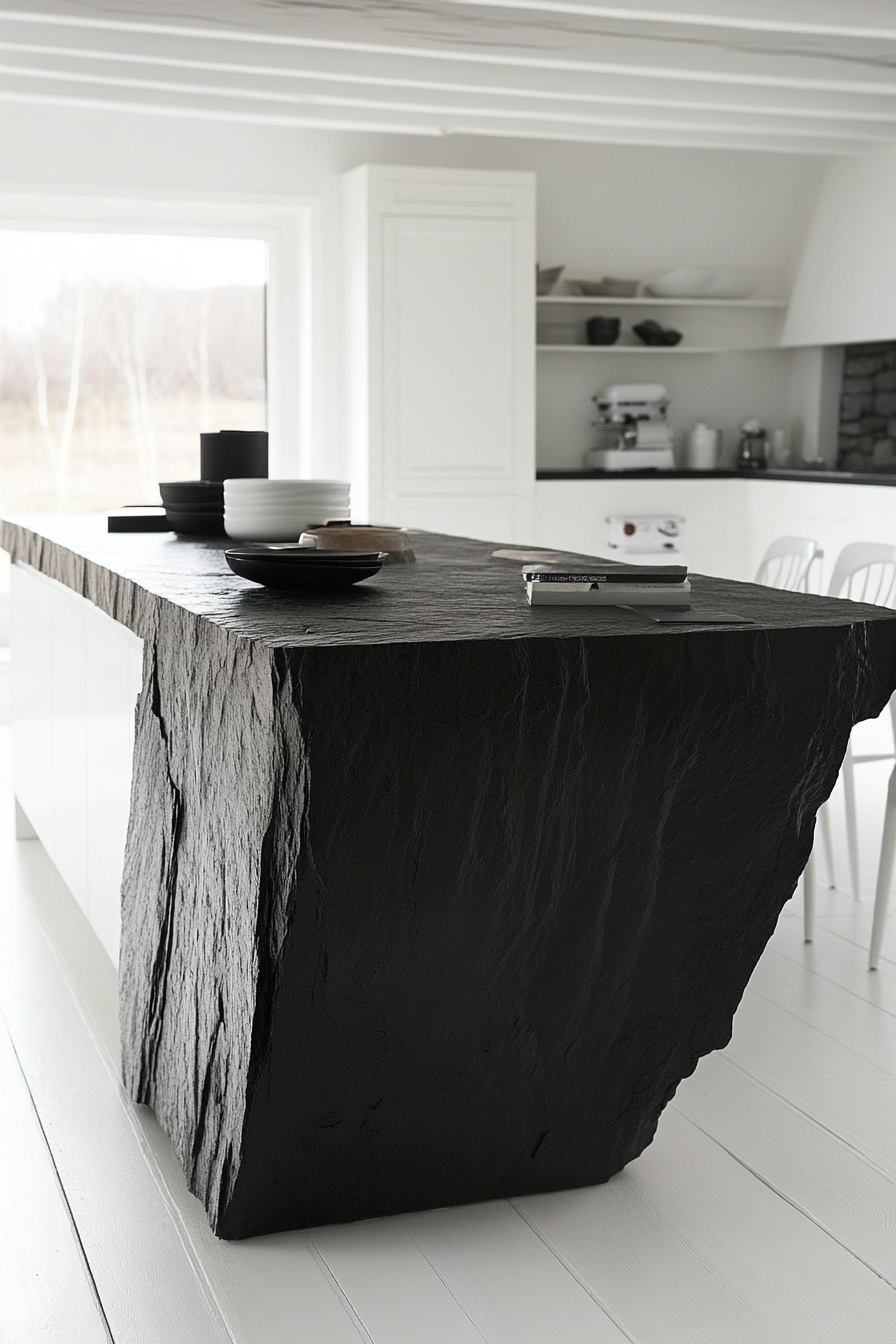 16. Minimalist Monolith (Black And White Kitchen Ideas) - Black And White Kitchen Ideas