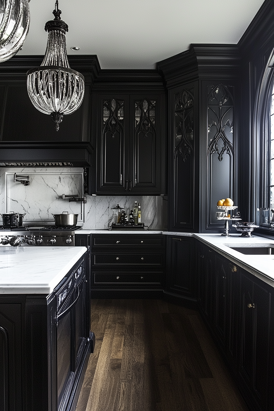 17. Gothic Glam (Black And White Kitchen Ideas) - Black And White Kitchen Ideas