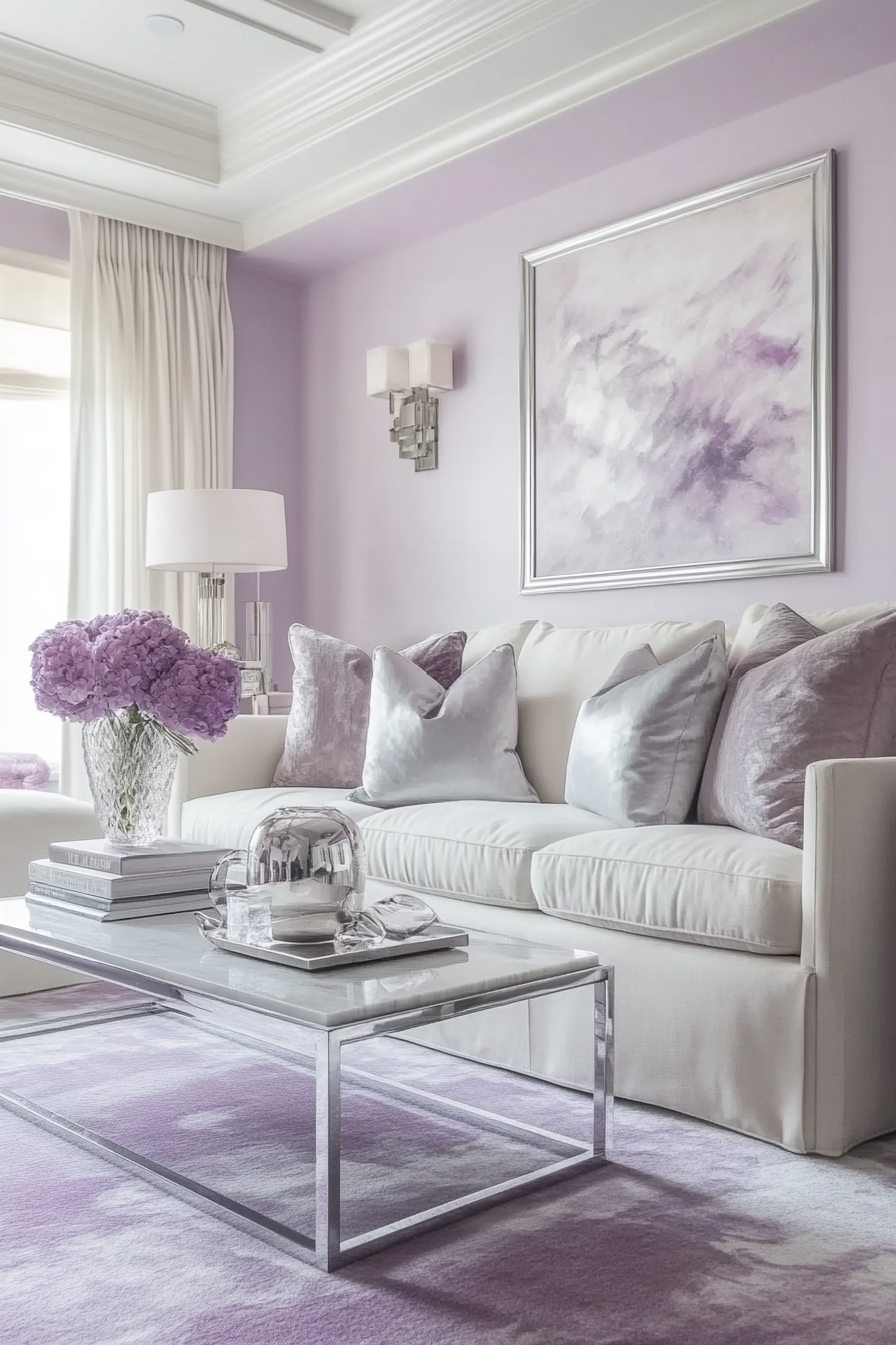 1. Lavender Luxe Lounge (Purple Living Room Ideas) - Purple Living Room Ideas