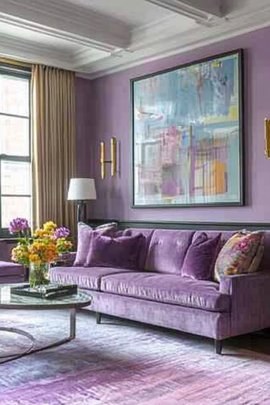 13. Vintage Violet Vignette (Purple Living Room Ideas) - Purple Living Room Ideas