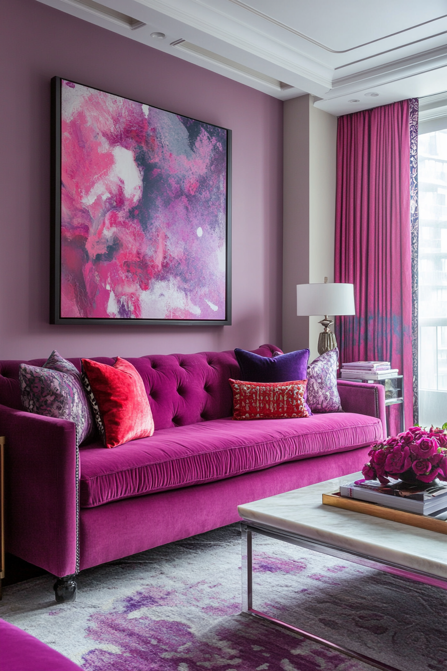 16. Royal Raspberry Retreat (Purple Living Room Ideas) - Purple Living Room Ideas