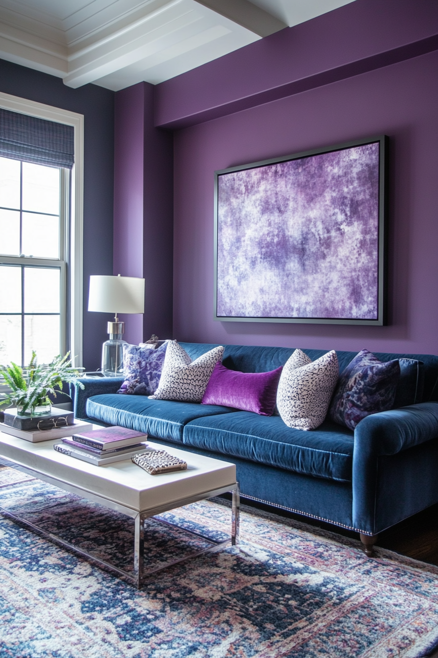 17. Sapphire and Purple Poise (Purple Living Room Ideas) - Purple Living Room Ideas