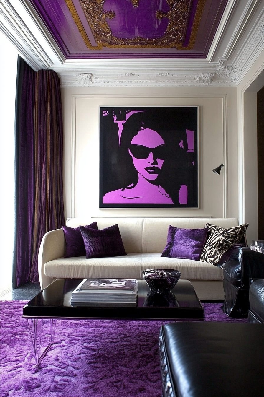 22. Purple Pop Art Pad (Purple Living Room Ideas) - Purple Living Room Ideas