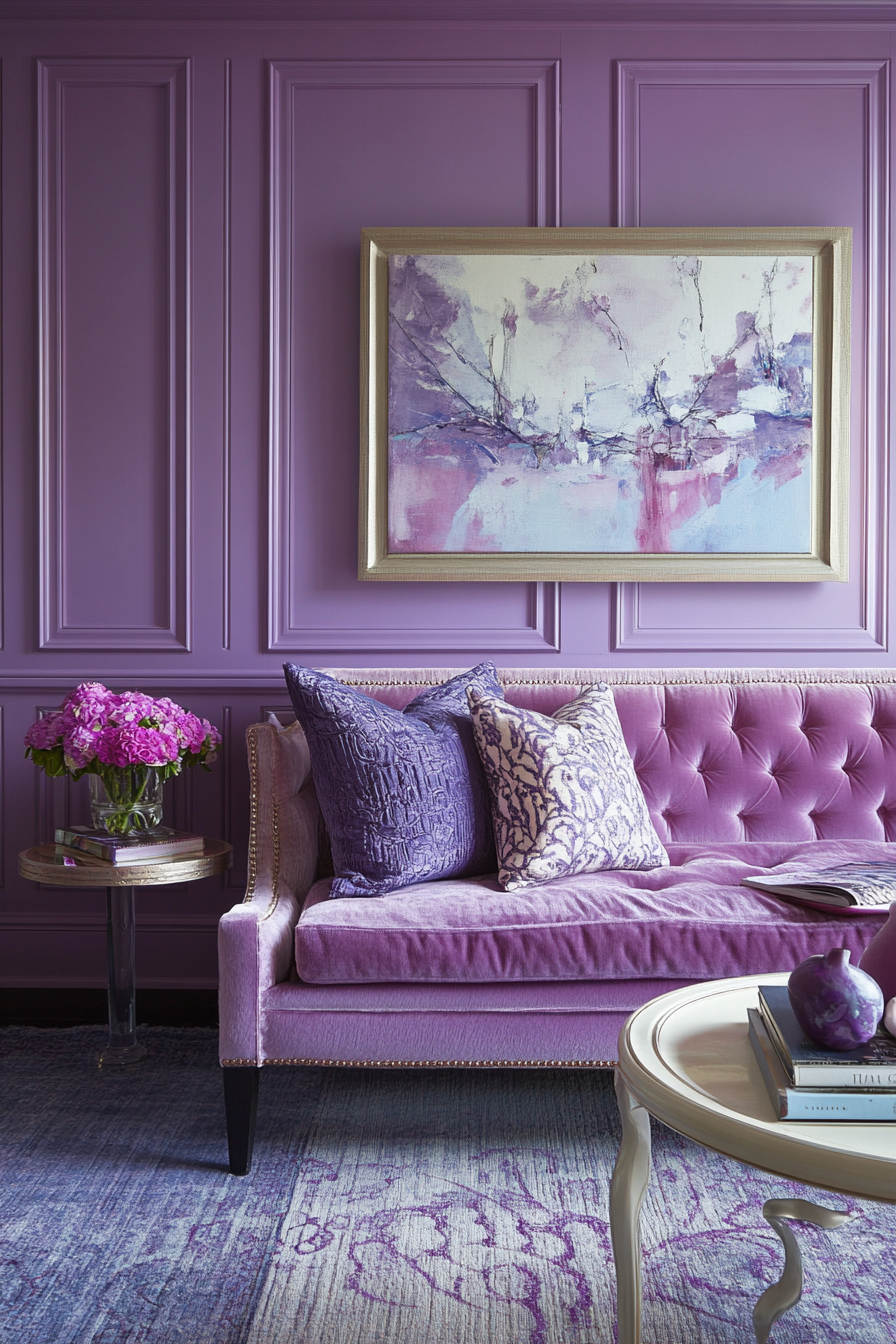 23. Lilac Lattice Lounge (Purple Living Room Ideas) - Purple Living Room Ideas