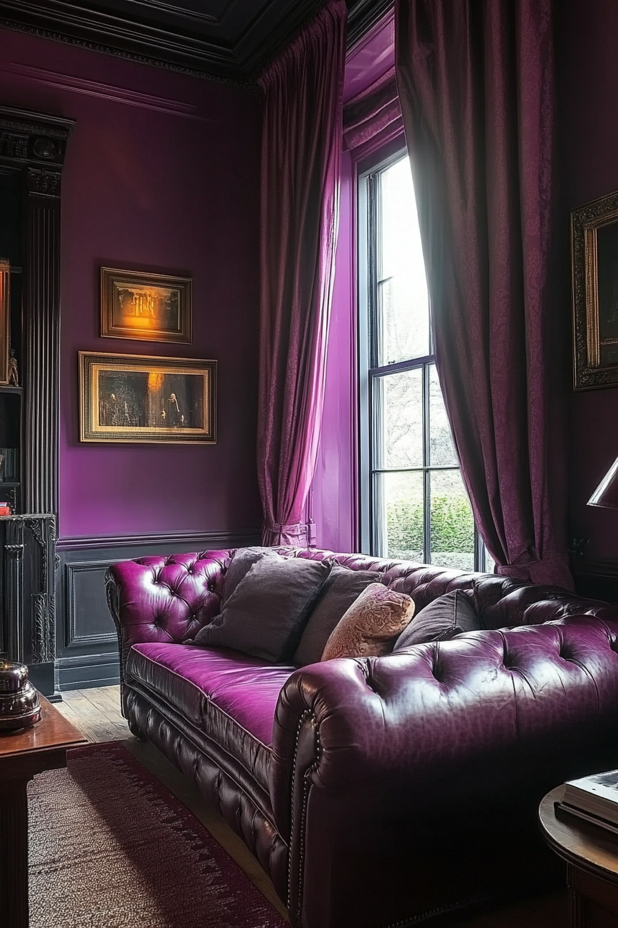 25. Dusky Dahlia Den (Purple Living Room Ideas) - Purple Living Room Ideas