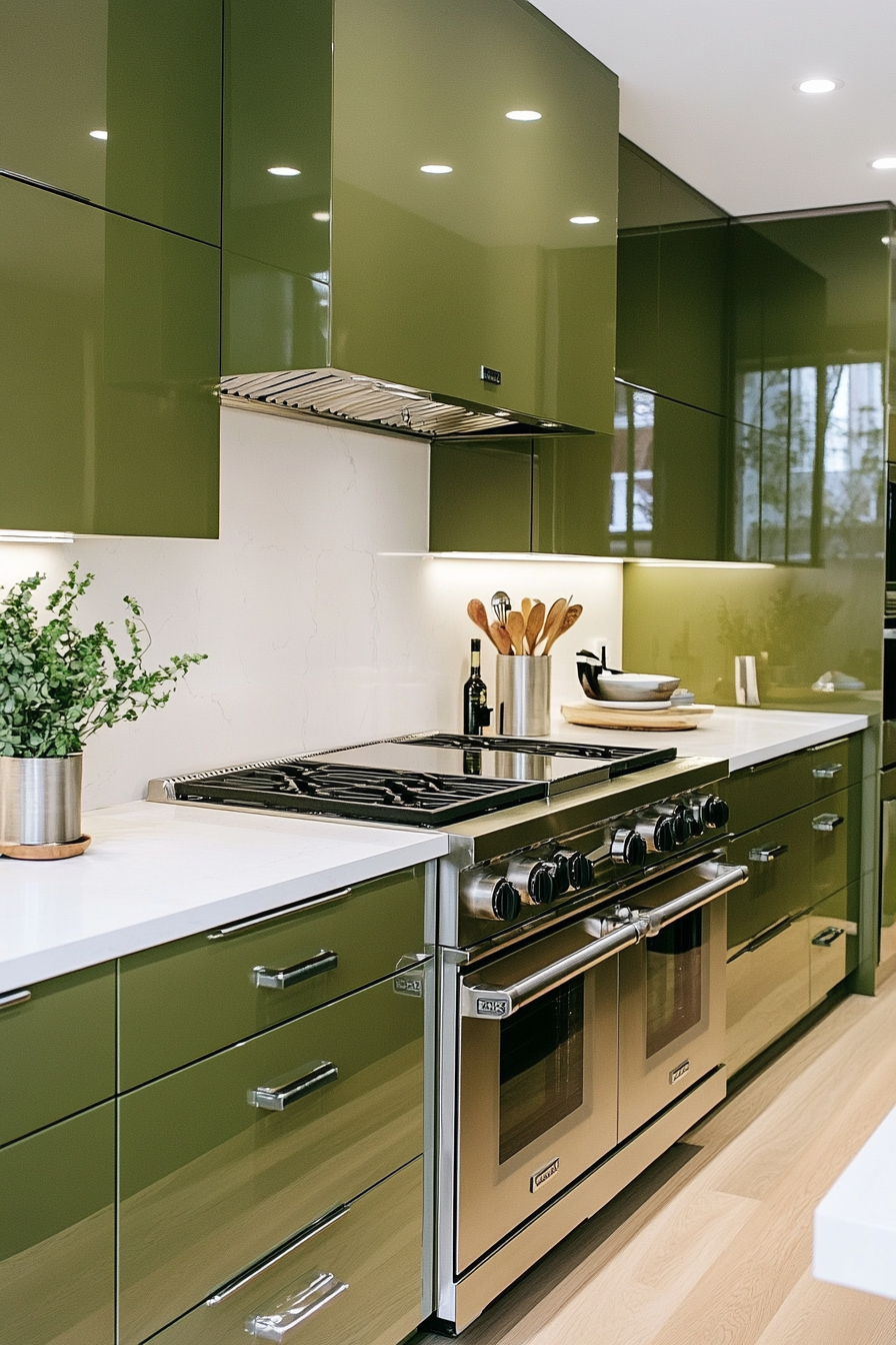 2. Modern Olive Oasis (Olive Green Kitchen Ideas) - Olive Green Kitchen Ideas