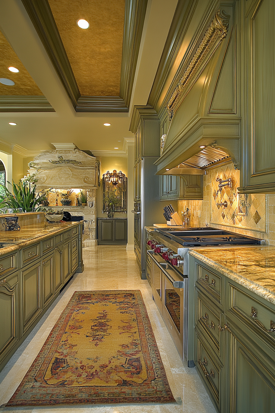 10. Luxe in Olive (Olive Green Kitchen Ideas) - Olive Green Kitchen Ideas