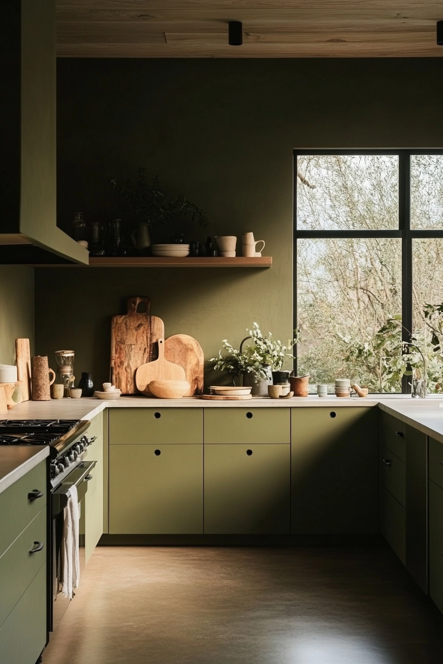 13. Contemporary Zen (Olive Green Kitchen Ideas) - Olive Green Kitchen Ideas