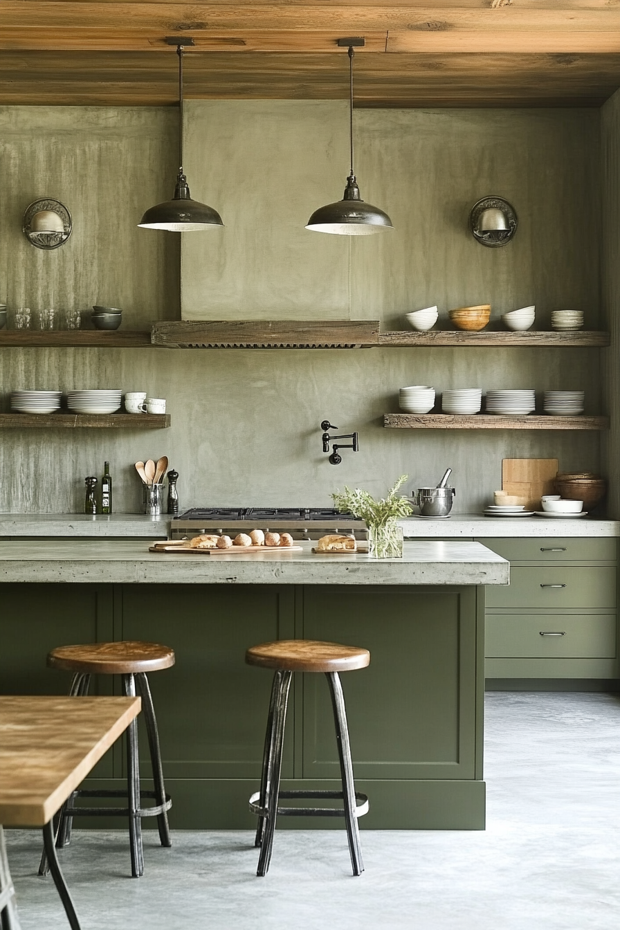 17. Industrial Chic (Olive Green Kitchen Ideas) - Olive Green Kitchen Ideas