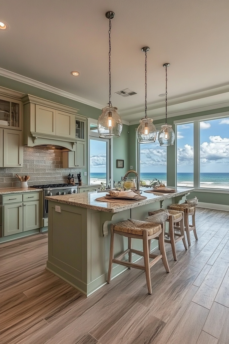 18. Coastal Calm (Olive Green Kitchen Ideas) - Olive Green Kitchen Ideas