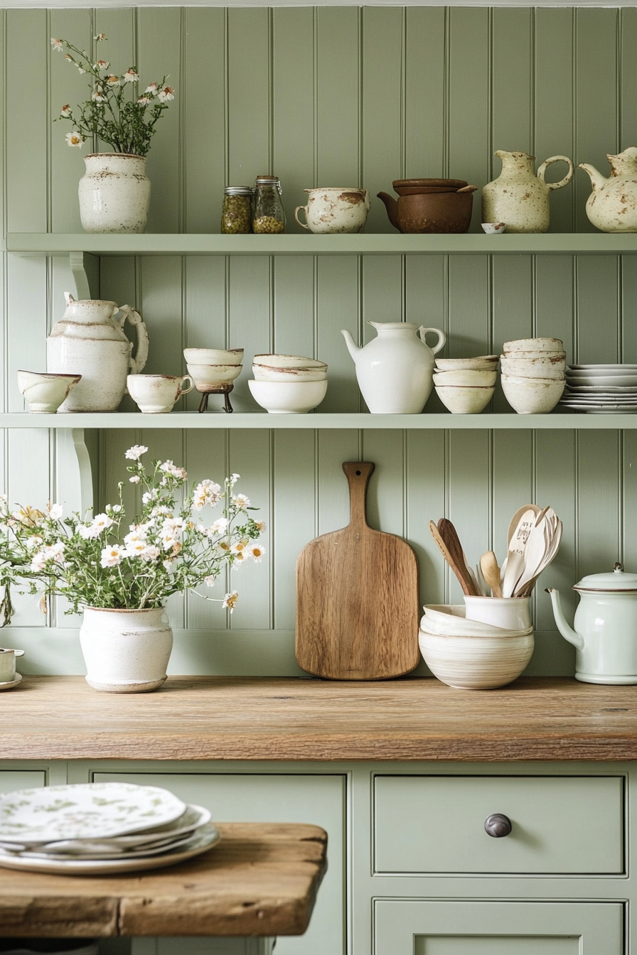 24. Cottage Core Dream (Olive Green Kitchen Ideas) - Olive Green Kitchen Ideas