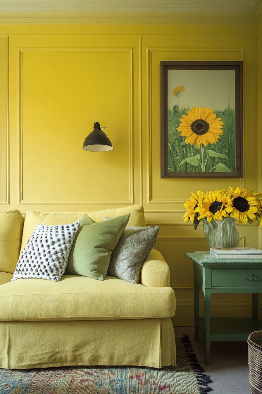 10. Sunflower Statement (Yellow Living Room Ideas) - Yellow Living Room Ideas