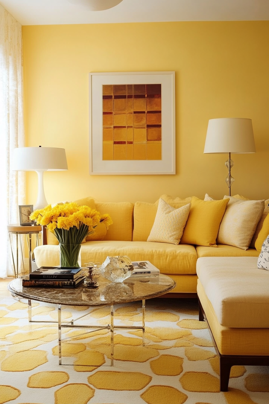 13. Amber Energy (Yellow Living Room Ideas) - Yellow Living Room Ideas