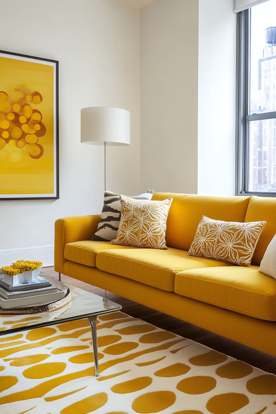 17. Contemporary Marigold (Yellow Living Room Ideas) - Yellow Living Room Ideas