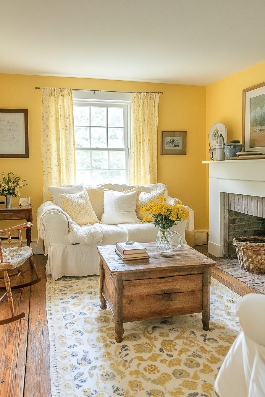 19. Farmhouse Lemonade (Yellow Living Room Ideas) - Yellow Living Room Ideas