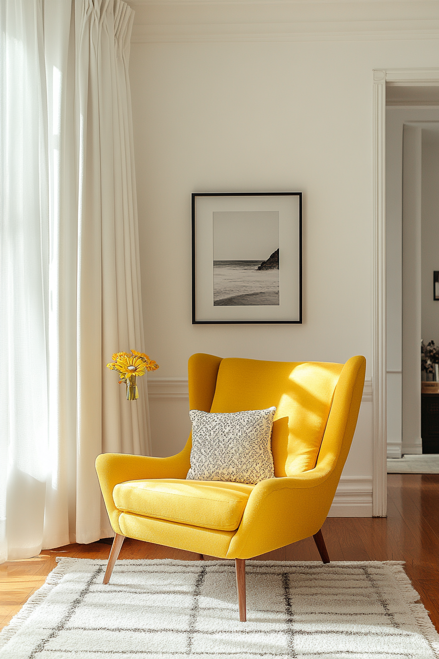 22. Minimalist Mustard (Yellow Living Room Ideas) - Yellow Living Room Ideas