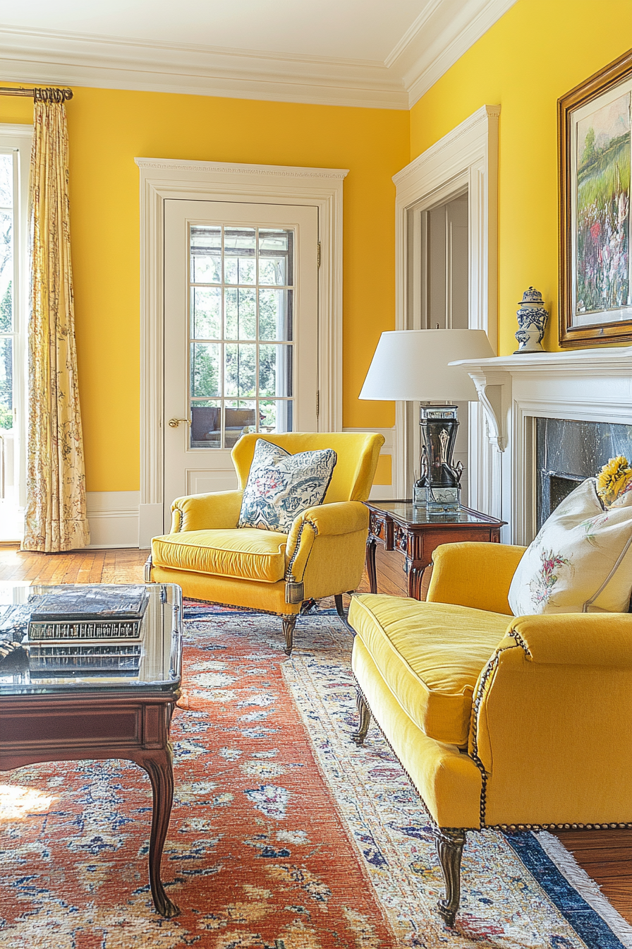 23. Eclectic Citrine (Yellow Living Room Ideas) - Yellow Living Room Ideas