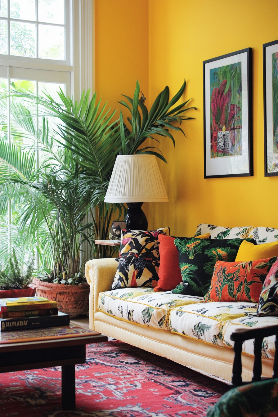 25. Tropical Mango (Yellow Living Room Ideas) - Yellow Living Room Ideas