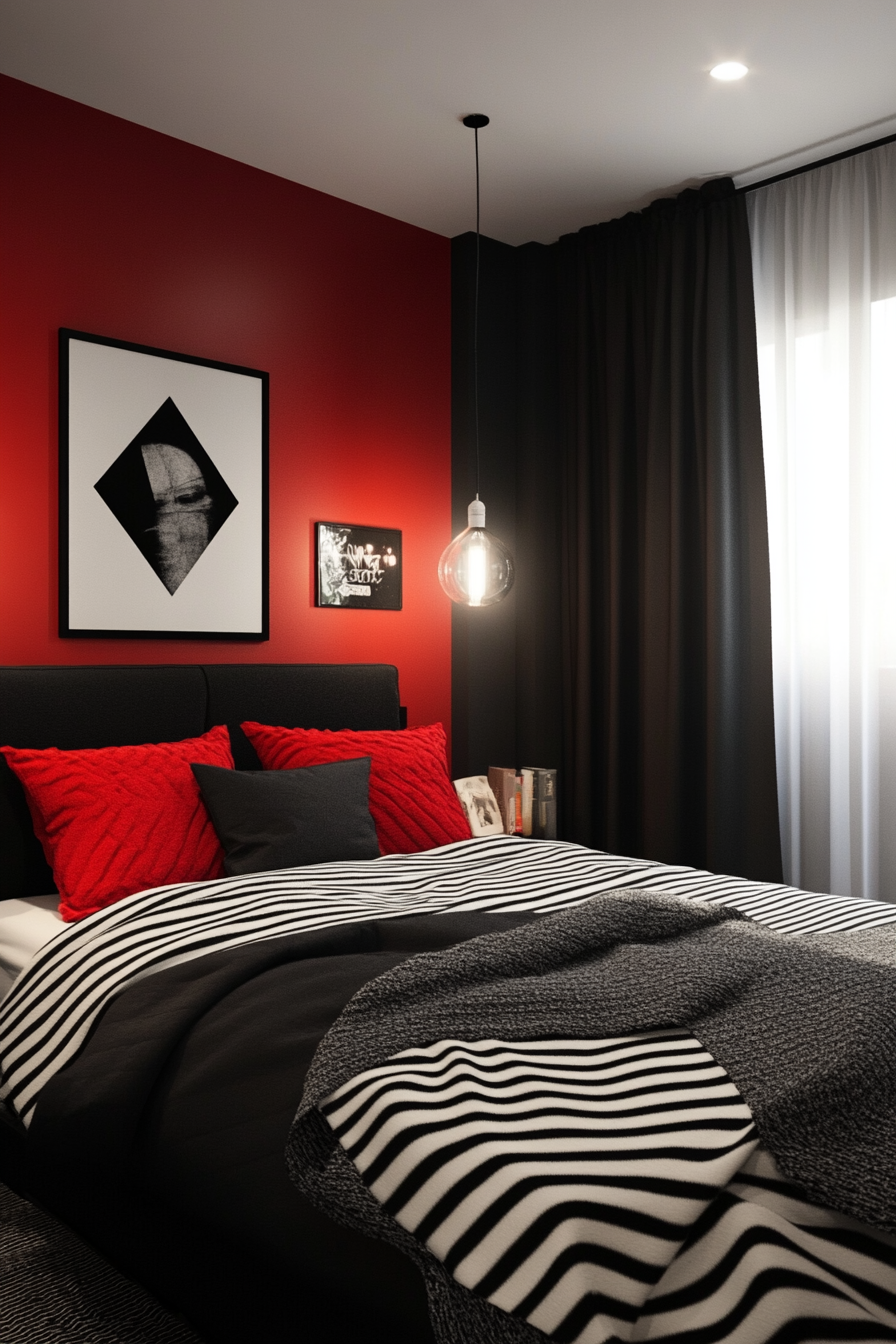 18. High-Contrast Drama (Small Bedroom Ideas) - Small Bedroom Ideas