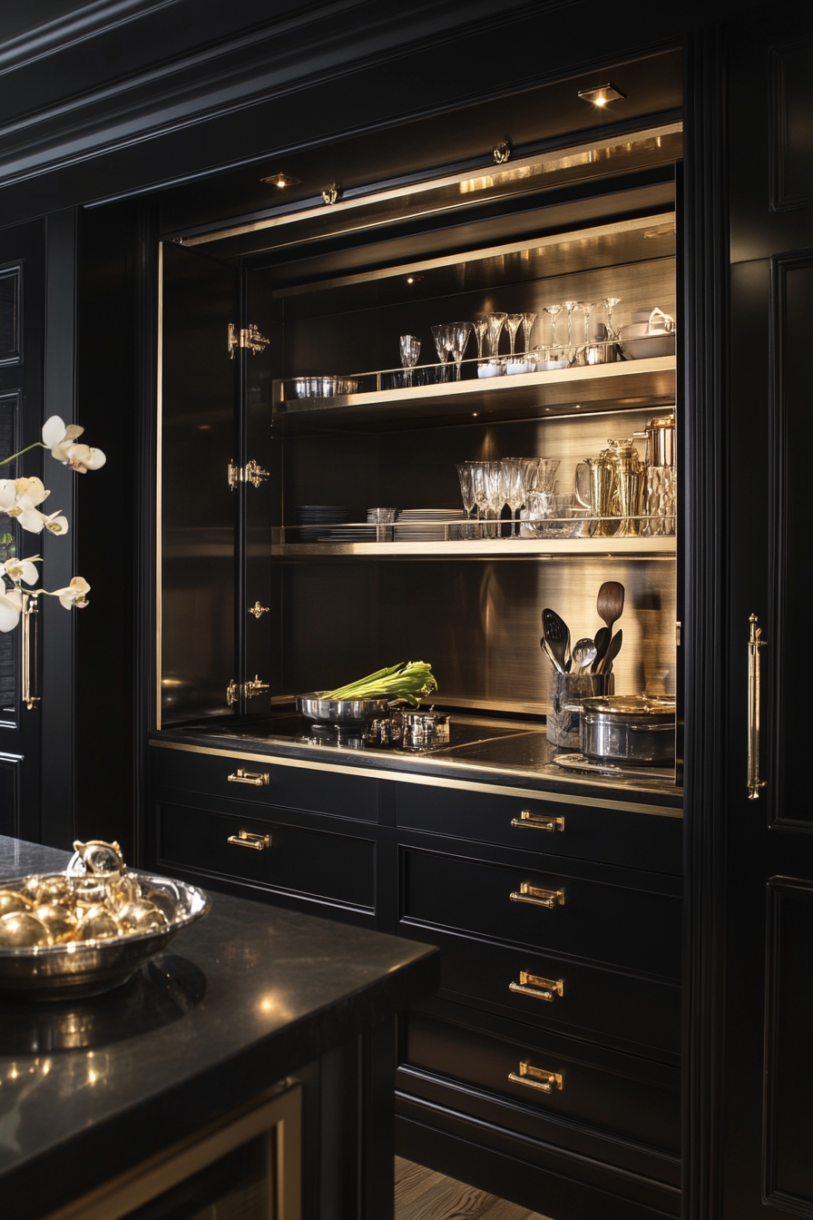 5. Bold Black & Gold (Beautiful Kitchen Ideas) - Beautiful Kitchen Ideas