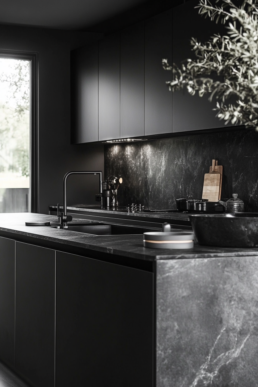 20. Minimalist Black (Beautiful Kitchen Ideas) - Beautiful Kitchen Ideas