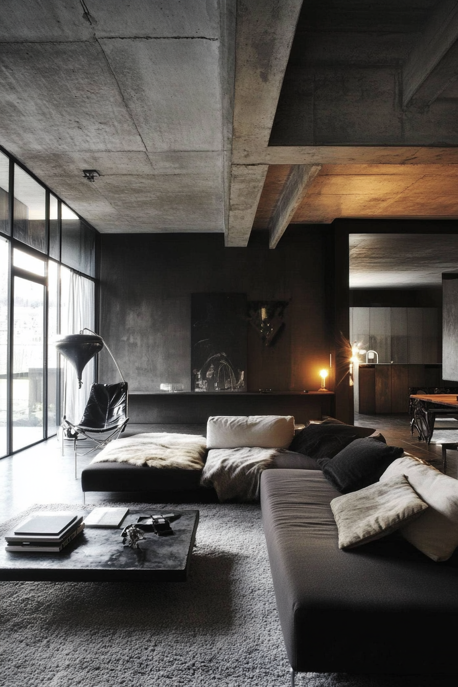 2. Industrial Chic (Grey And Black Living Room Ideas) - Grey And Black Living Room Ideas