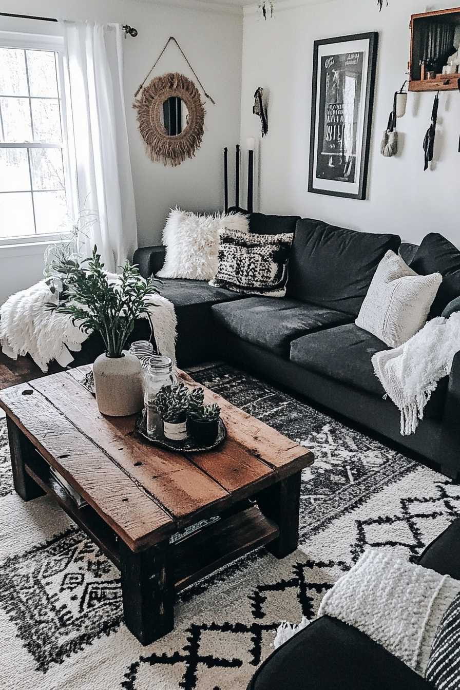5. Bohemian Blend (Grey And Black Living Room Ideas) - Grey And Black Living Room Ideas