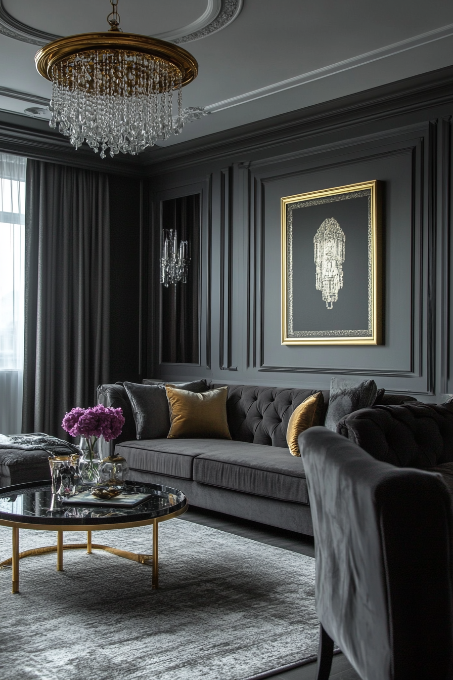 7. Classic Elegance (Grey And Black Living Room Ideas) - Grey And Black Living Room Ideas