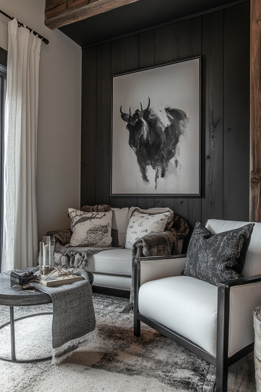 11. Rustic Charm (Grey And Black Living Room Ideas) - Grey And Black Living Room Ideas