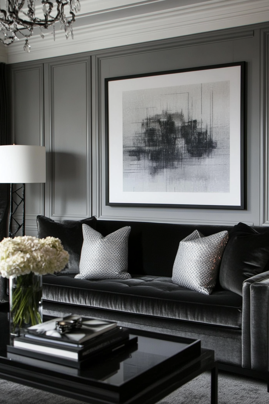 12. Minimalist Monochrome (Grey And Black Living Room Ideas) - Grey And Black Living Room Ideas