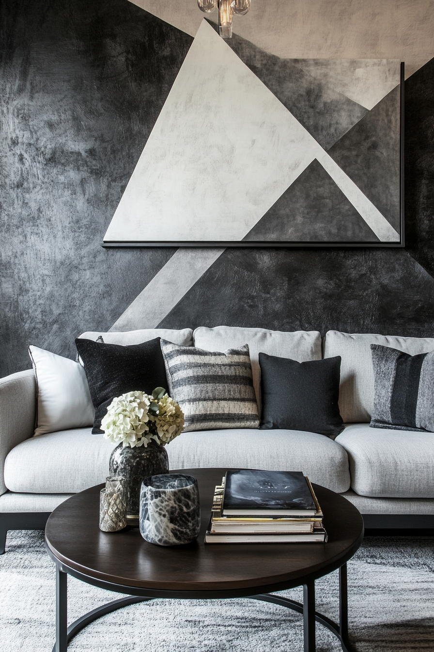 13. Bold Geometrics (Grey And Black Living Room Ideas) - Grey And Black Living Room Ideas