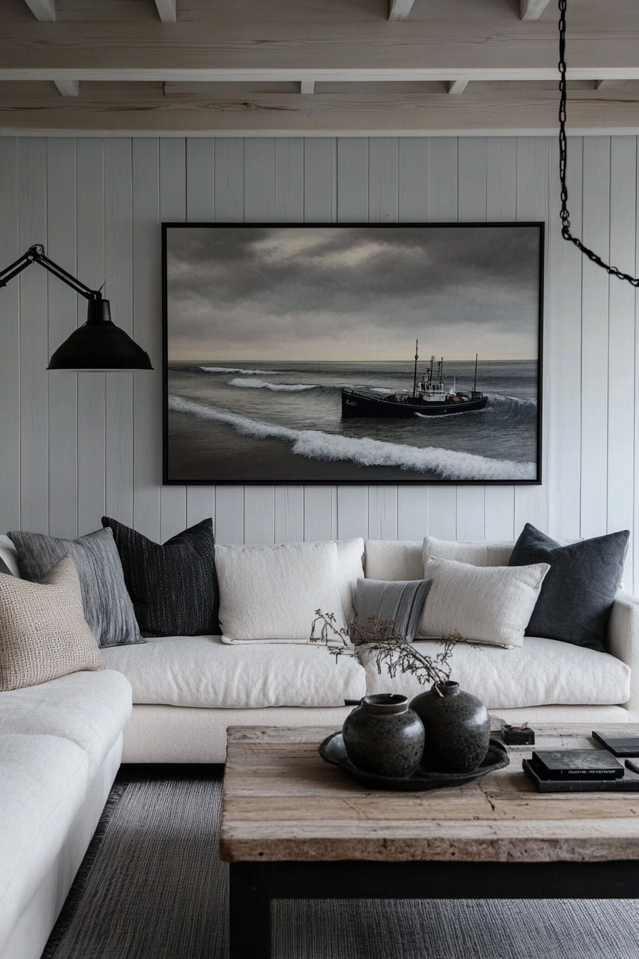 14. Coastal Cool (Grey And Black Living Room Ideas) - Grey And Black Living Room Ideas