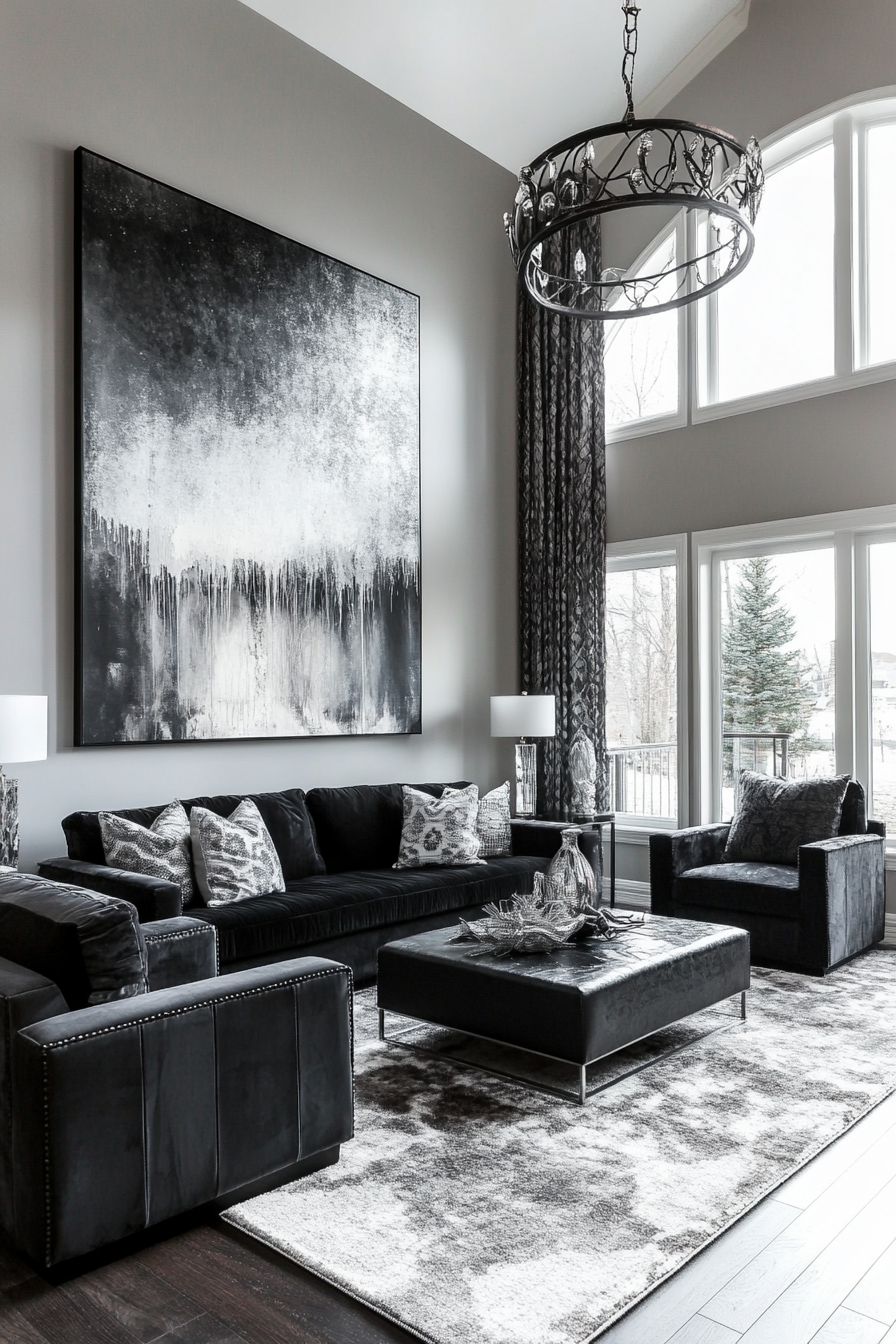 19. High-Contrast Modern (Grey And Black Living Room Ideas) - Grey And Black Living Room Ideas