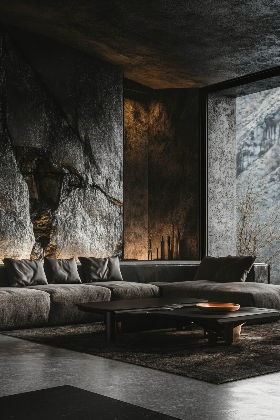 21. Warm Industrial (Grey And Black Living Room Ideas) - Grey And Black Living Room Ideas