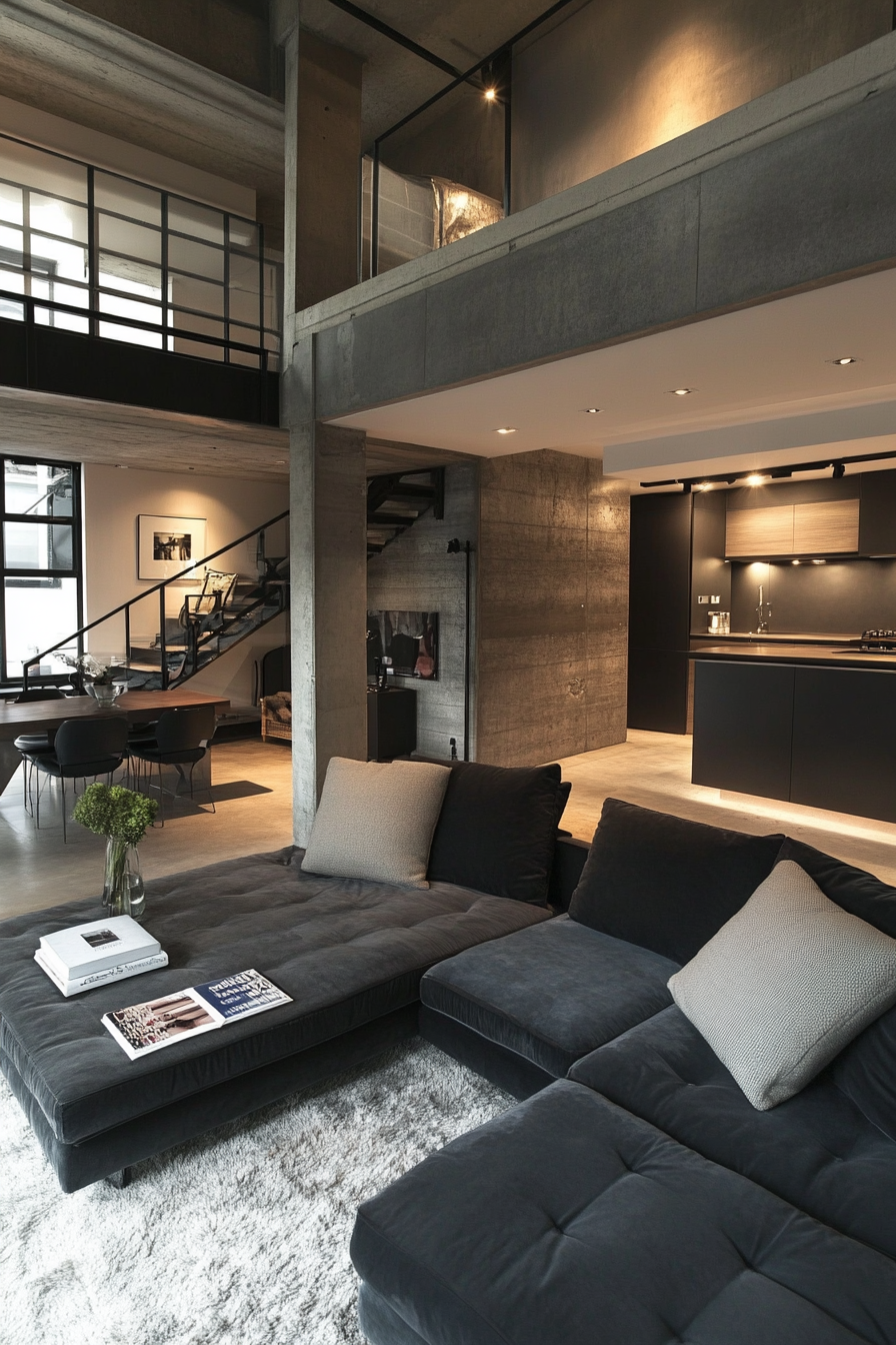 23. Luxury Loft (Grey And Black Living Room Ideas) - Grey And Black Living Room Ideas