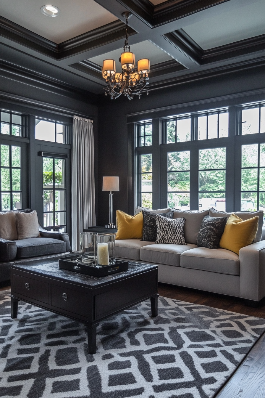 25. Graphic Boldness (Grey And Black Living Room Ideas) - Grey And Black Living Room Ideas