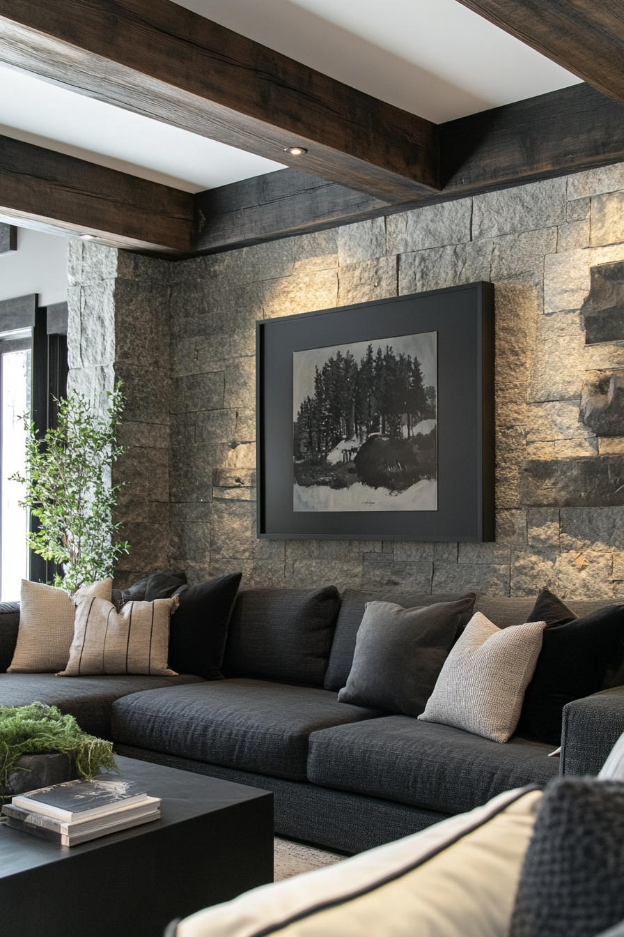 26. Organic Elements (Grey And Black Living Room Ideas) - Grey And Black Living Room Ideas