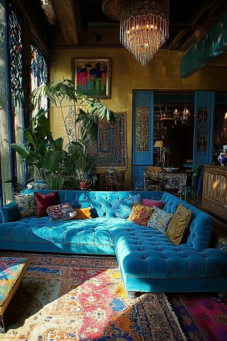 4. Bohemian Rhapsody (Blue Sofa Living Room Ideas) - Blue Sofa Living Room Ideas