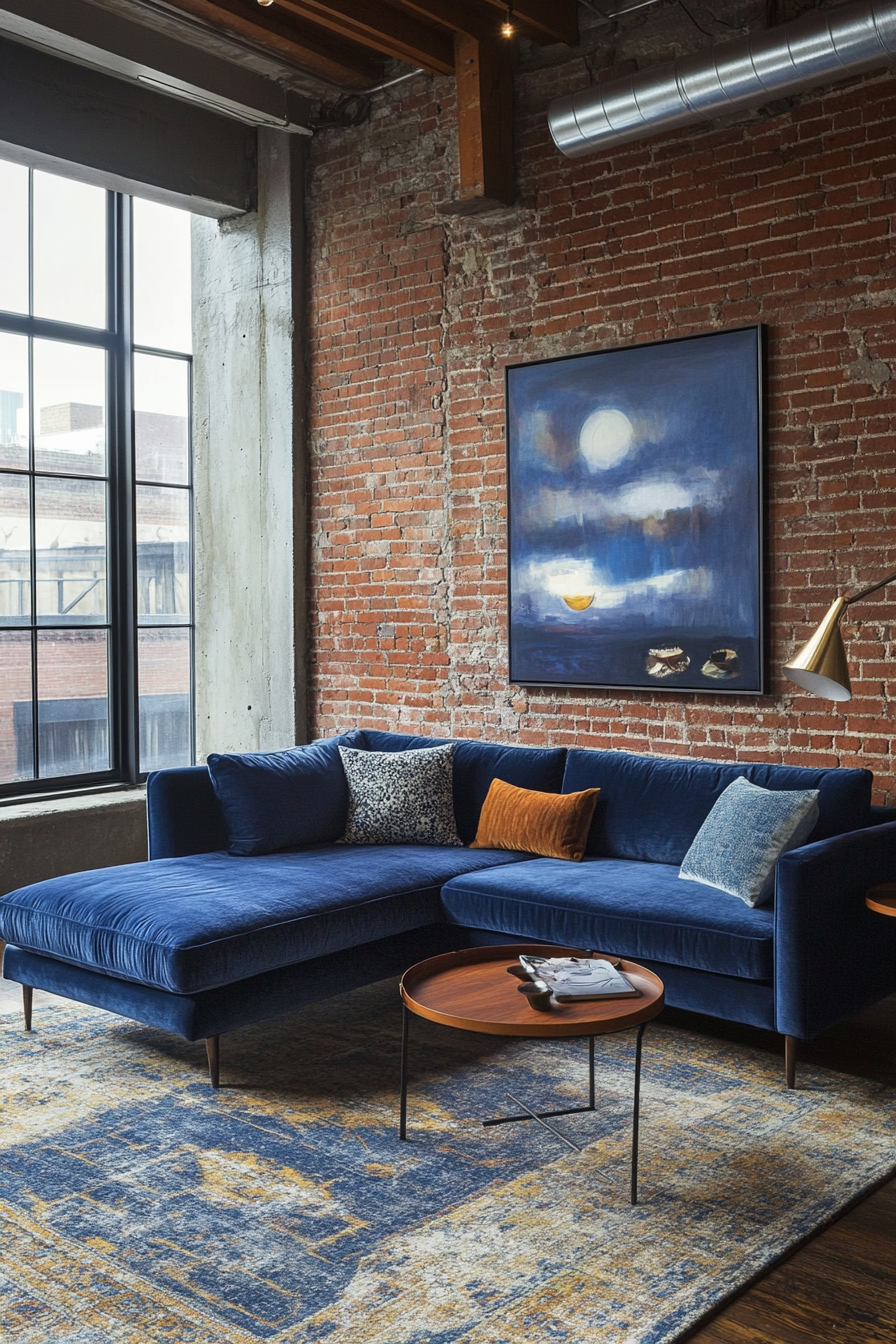 8. Urban Chic (Blue Sofa Living Room Ideas) - Blue Sofa Living Room Ideas