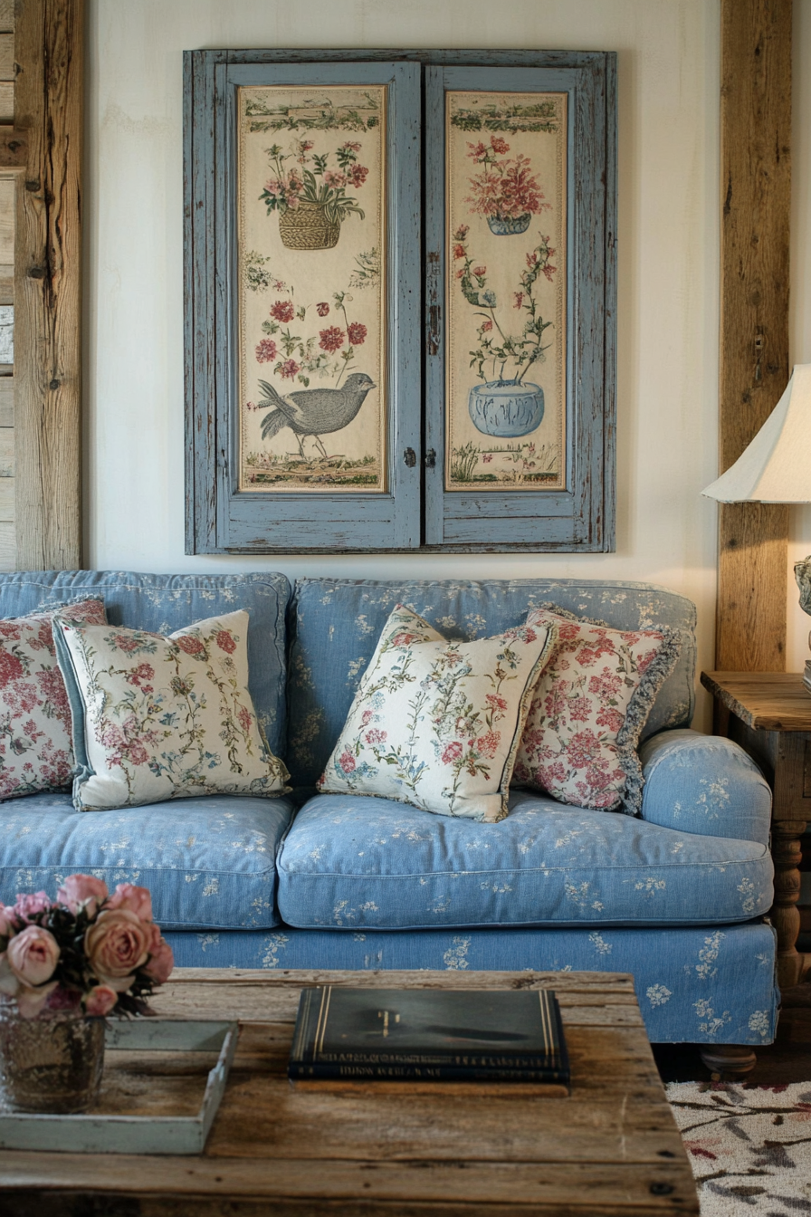 15. French Country (Blue Sofa Living Room Ideas) - Blue Sofa Living Room Ideas