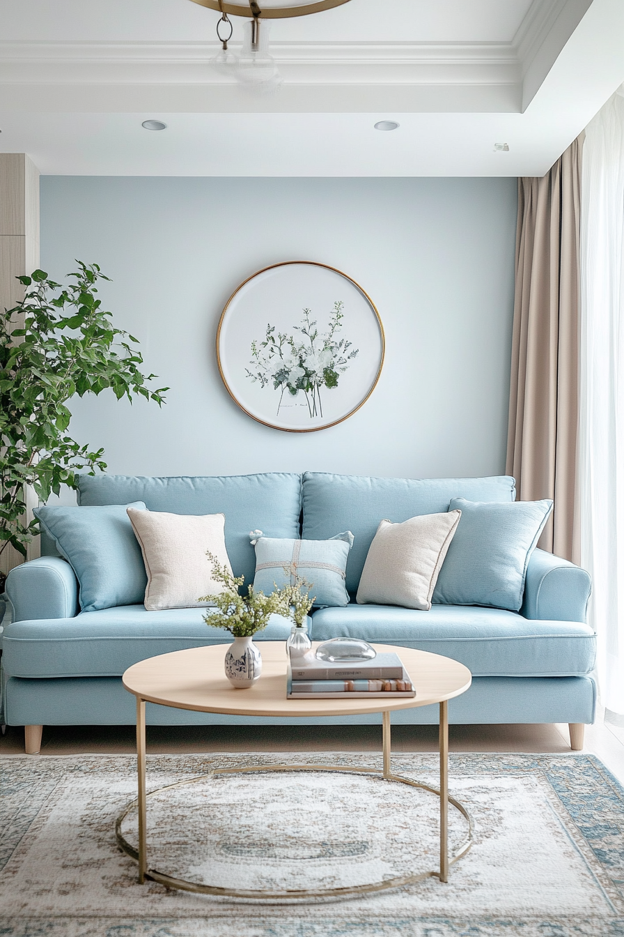 19. Subtle Pastels (Blue Sofa Living Room Ideas) - Blue Sofa Living Room Ideas