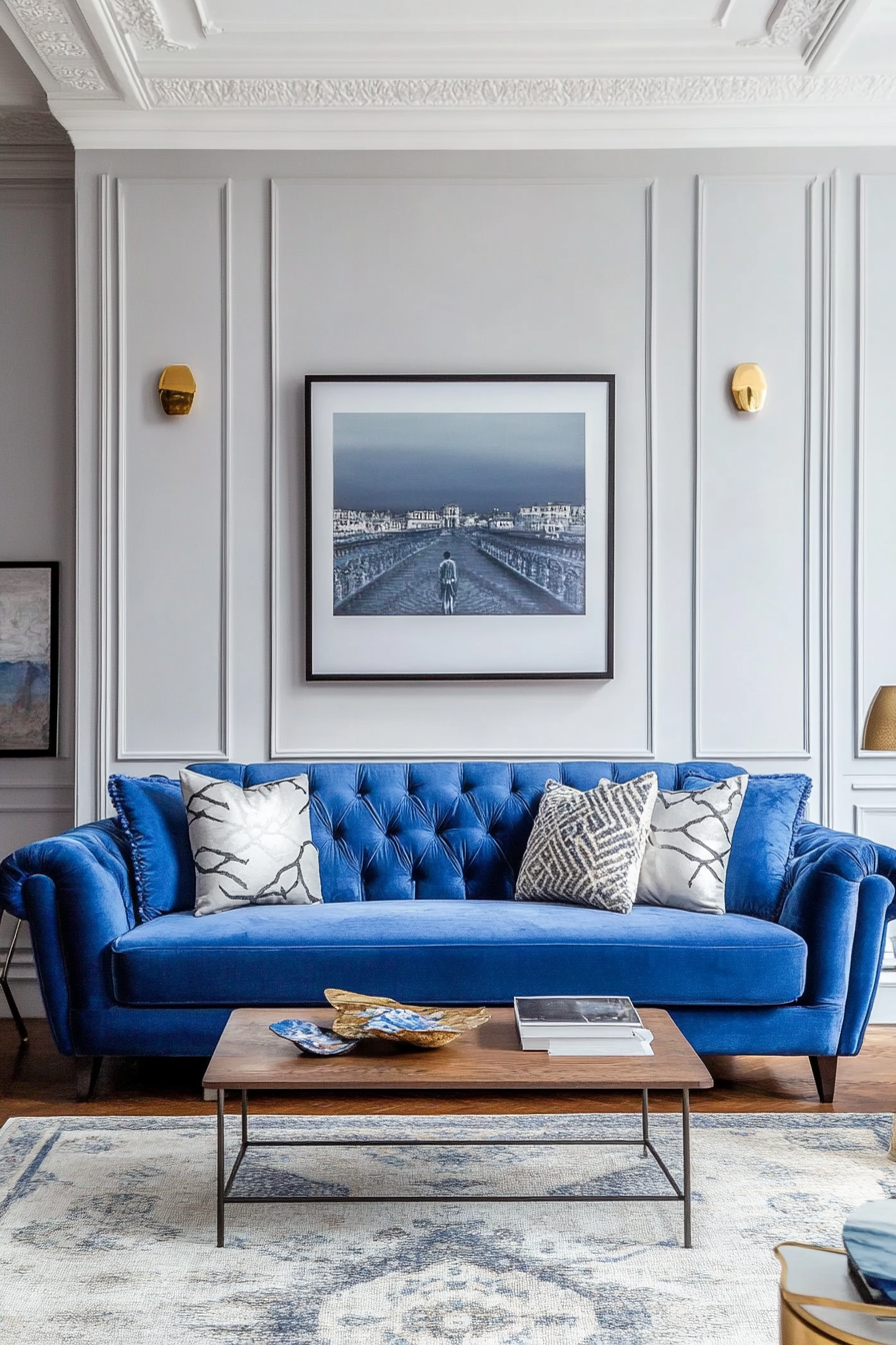 22. Regal Refinement (Blue Sofa Living Room Ideas) - Blue Sofa Living Room Ideas