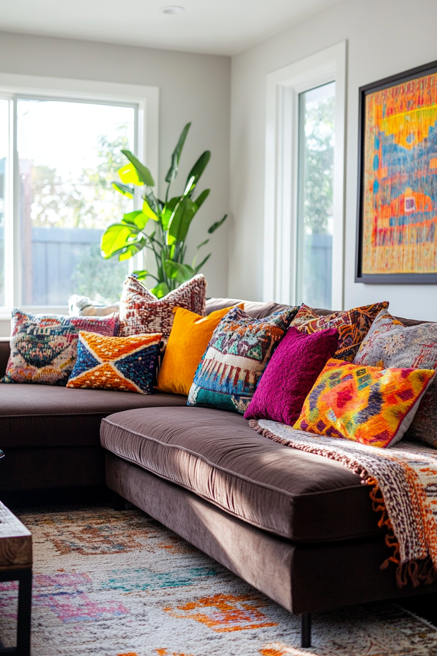 2. Bohemian Rhapsody (Dark Brown Sofa Living Room Ideas) - Dark Brown Sofa Living Room Ideas