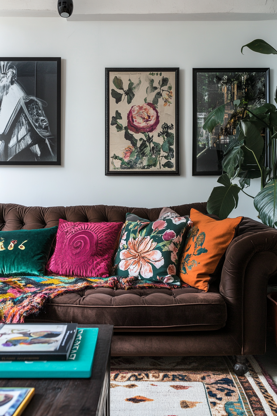 15. Eclectic Mix (Dark Brown Sofa Living Room Ideas) - Dark Brown Sofa Living Room Ideas