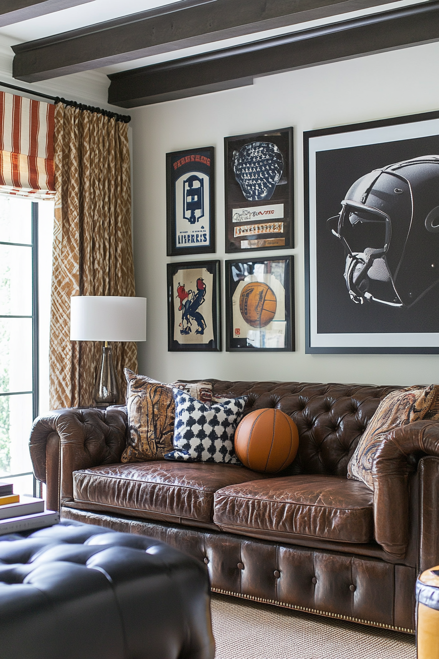 21. Sporty & Fun (Dark Brown Sofa Living Room Ideas) - Dark Brown Sofa Living Room Ideas