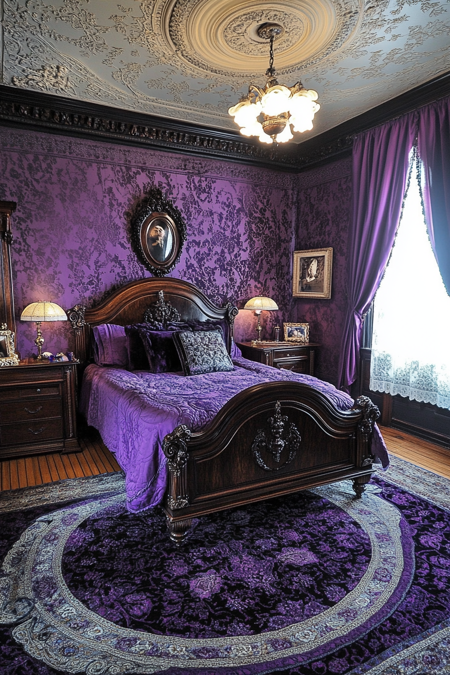 5. Regal Purple Elegance (Victorian Bedroom Ideas) - Victorian Bedroom Ideas
